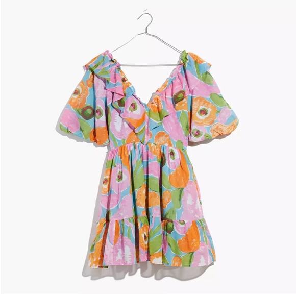 NWT Banjanan Scorpio Mini Dress in Euphoric Bloom Floral Ruffle Cotton - Picture 2 of 16